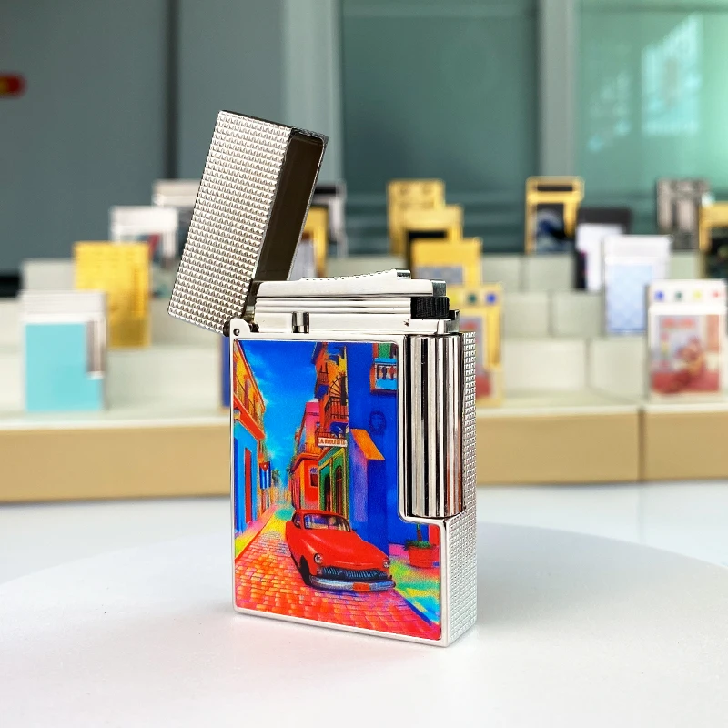 

Новая памятная серия, роскошная бутановая зажигалка с одним и двойным пламенем, плоский тон, натуральная краска для курильщика L2, серия 19011