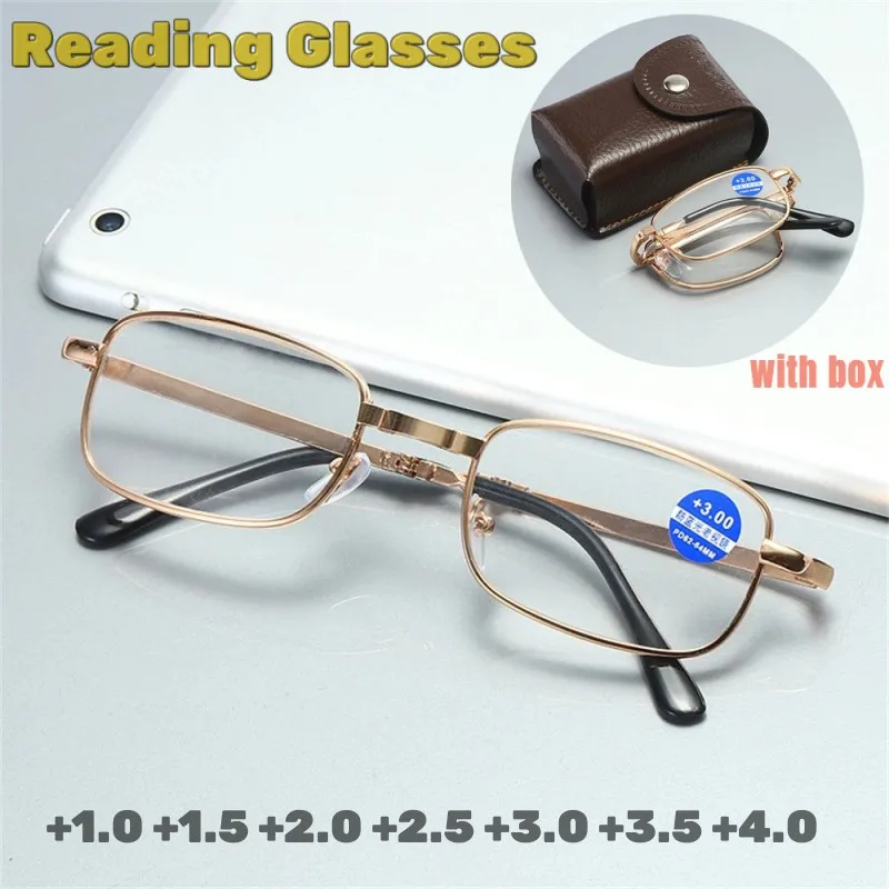 Foldable HD Lens Far Sight Eyeglasses Ultralight Folding Reading Glasses with Box Unisex   Men Women Trendy Prescription Eyewear