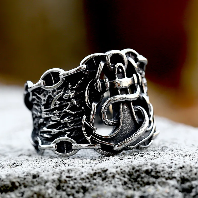 BEIER 2022 New Arrival Stainless Steel Viking Anchor Ring Personality Navy Style Fashion Jewelry Gift