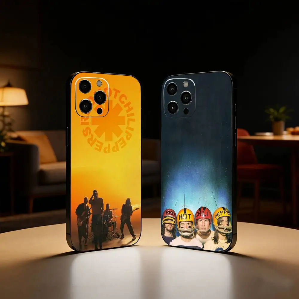 

R-Red Hot C-Chili P-Peppers Phone Case For iPhone17,16,15,14,13,12 Plus,Max Soft Silicone Black Cover