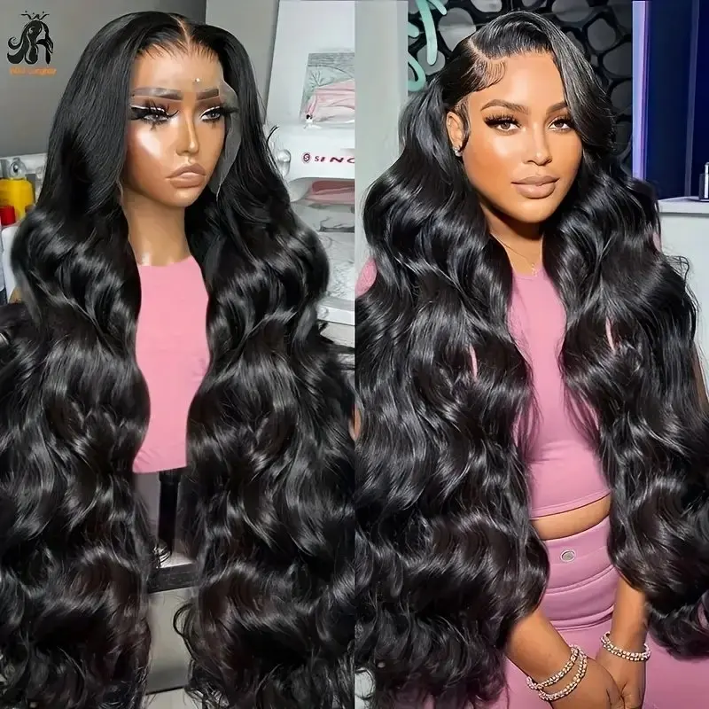 150 Density Natural Black 13X6 Lace Wig Front Wig 13x4 Lace Wig 30 Inches Body Wave Glueless Pre-Plucked Water Wave For Women