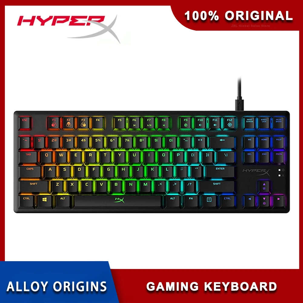 HyperX Alloy Origins Core Tenkeyless Mechanical Gaming Keyboard portable design RGB LED Backlit Tactile Aqua Switch For PC