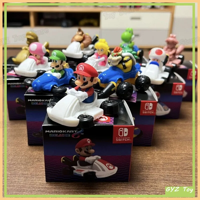 Miniso Mcdonalds Series Marios Bros Figures Karting Toy Happy Meal Toys Figurine Collectible Go Kart Statue Model Kids Gifts