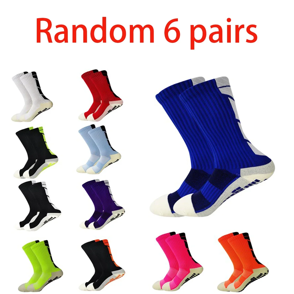 6 أزواج عشوائيا من الجوارب الرياضية المضادة للانزلاق، للربيع والصيف، ونعال المناشف، وجوارب التدريب