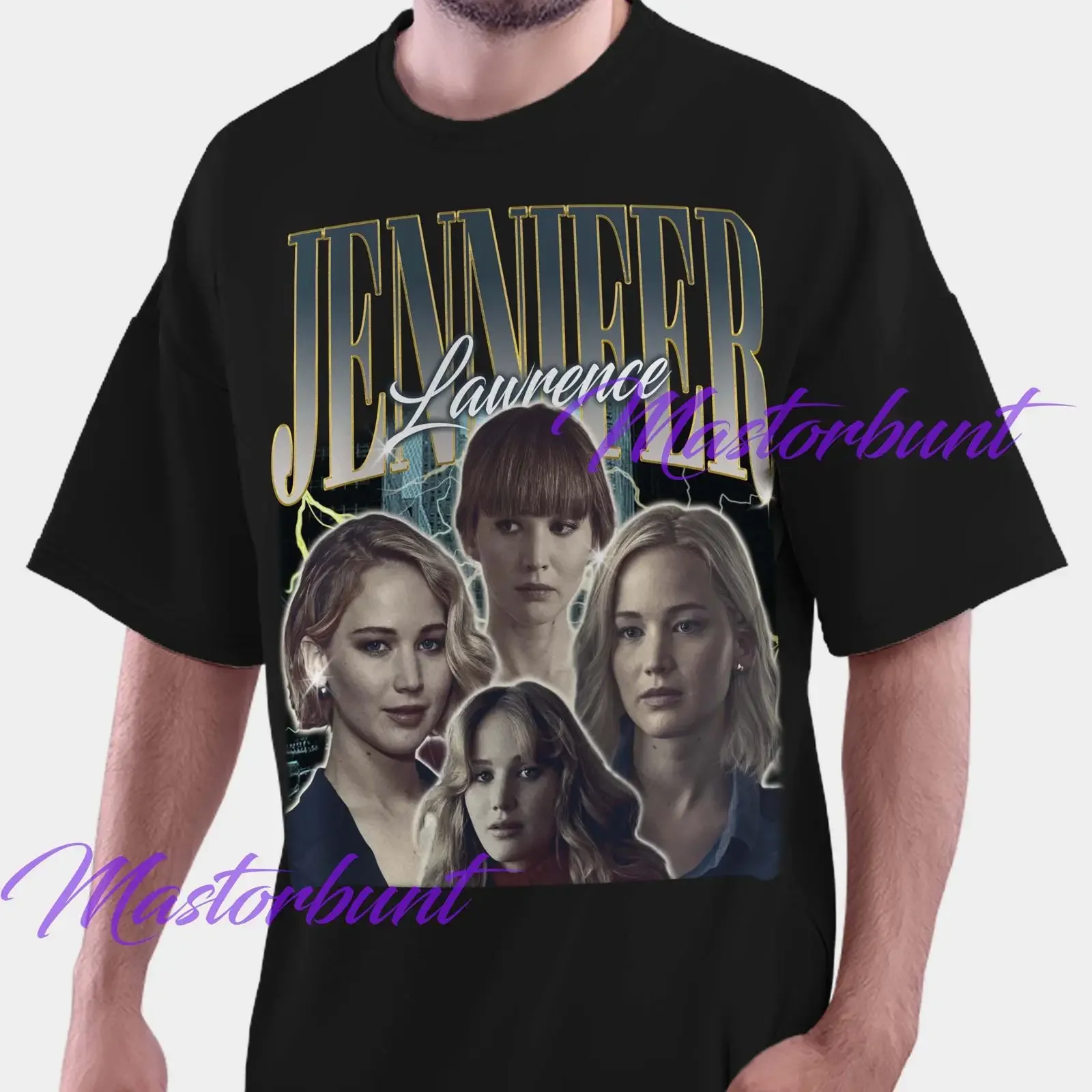 Mastorbunt 90s Retro Jennifer Lawrence Vintage T Shirt Celebrity Casual  Fan vintage Washed homme designer clothes Stylish