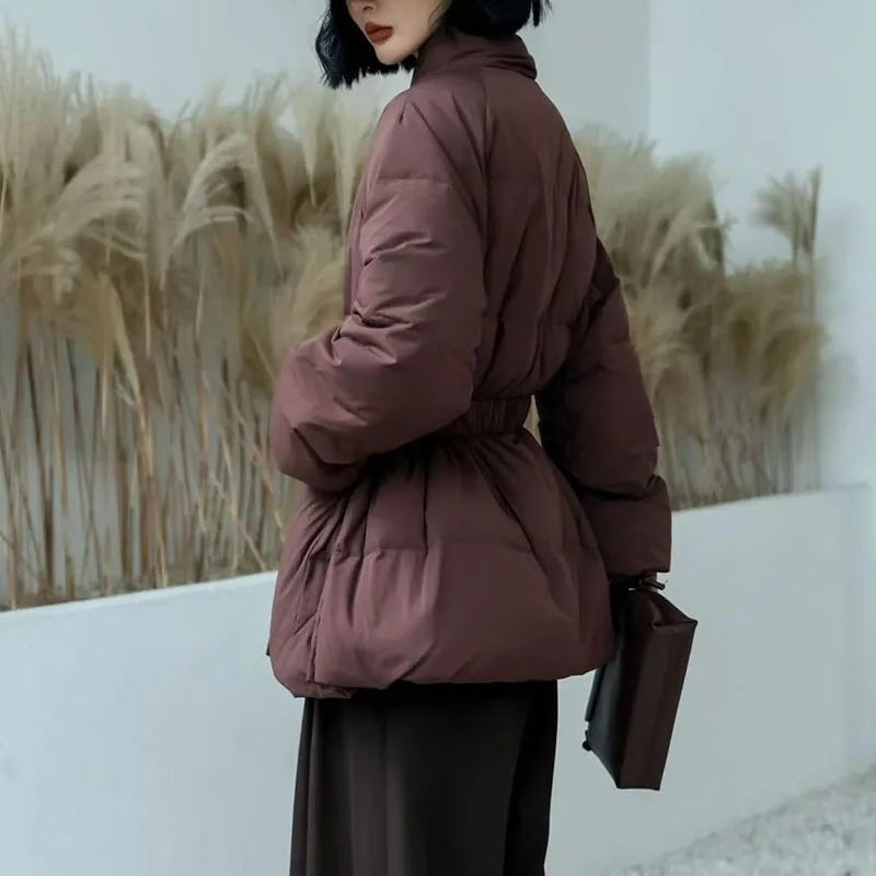 Frauen Parker 2025, Neue Mode, Hohe Qualität, Warme Winter Weiße Ente Unten Frauen Unten Jacke Einfarbig Gürtel Frauen Unten Jacke H603