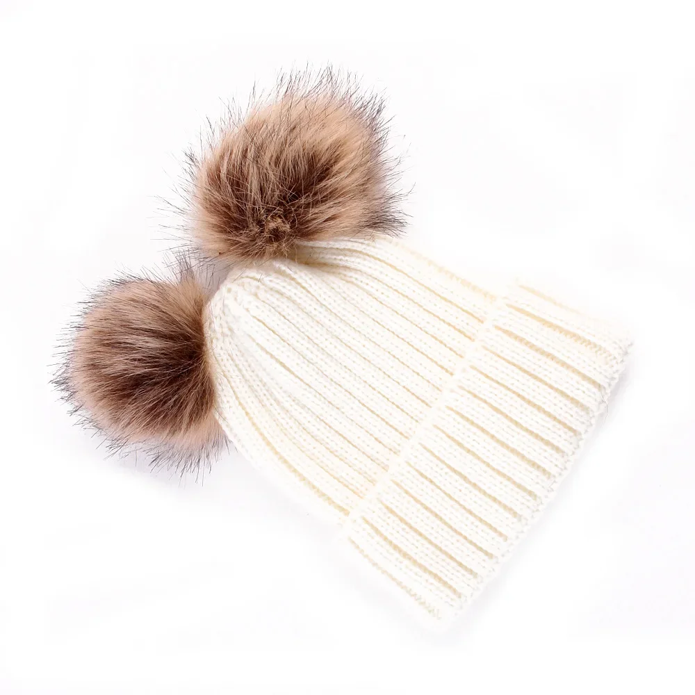 New Ball Cap Pom Poms Winter Hat for Women Knitted Hat Girl Knitted Beanies Cap Thick Warm Female Girls Pompom Cap