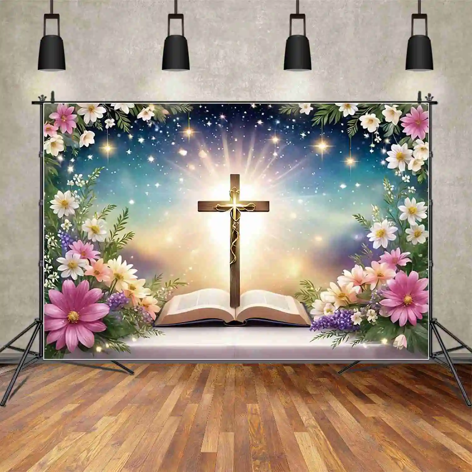 MOON.QG My First Communion Photography Background Church Christening God Bless Photocall Backdrop Child Studio Photobooth Props