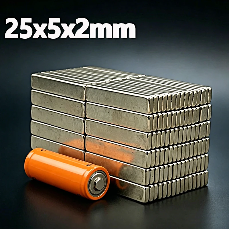 25x5x2mm Magnet N35 NdfeB Permanent Magnetic Imanes 25*5*2mm Accessory Garage Tool Fridge Neodymium Magnet 5-100pcs Square Shape
