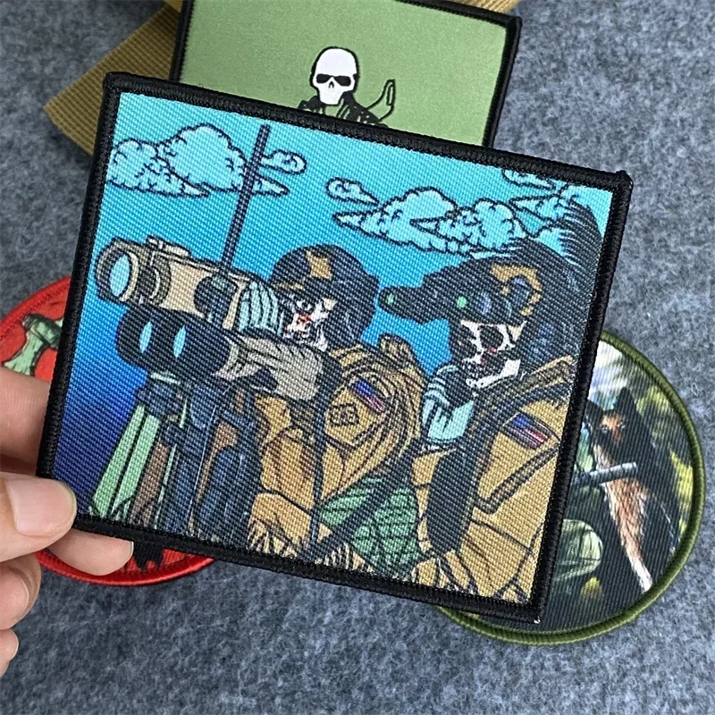 Skull Soldier Series Print Patches "Border Guard Service" Tactical Morale Badge Hook and Loop Armband Backpack Clothing Stickers 3