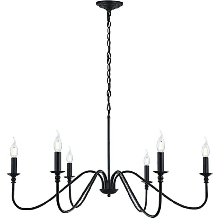 

Black Chandelier6-Light Rustic Industrial Iron Chandeliers for Dining Room Lighting Fixtures Hanging Candle Hanging Hallway Liv