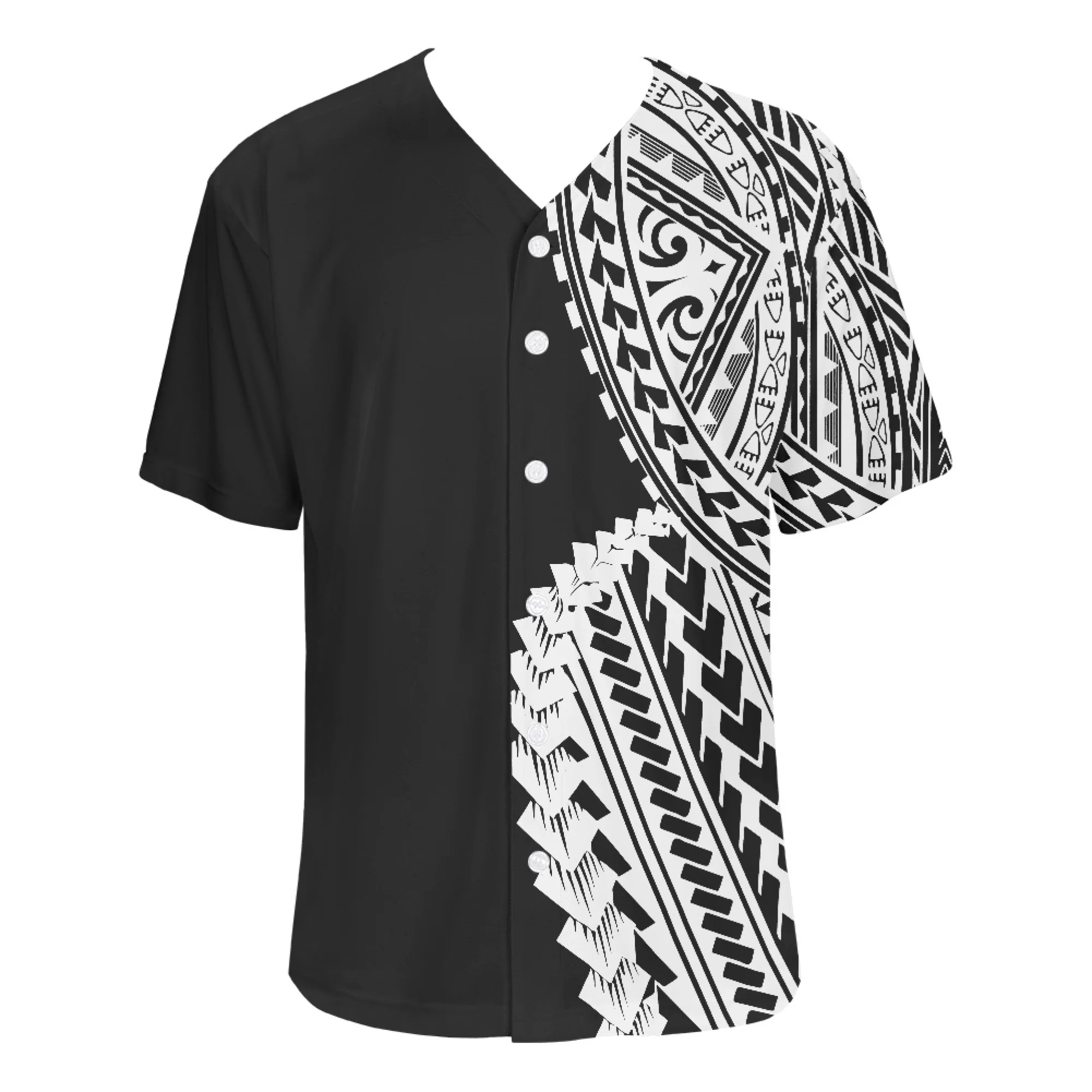 Samoan Style Baseball Uniform Polynesian Pattern Jersey Men's Summer Short Sleeve High Quality Quick Drying Fabric Custom Logo