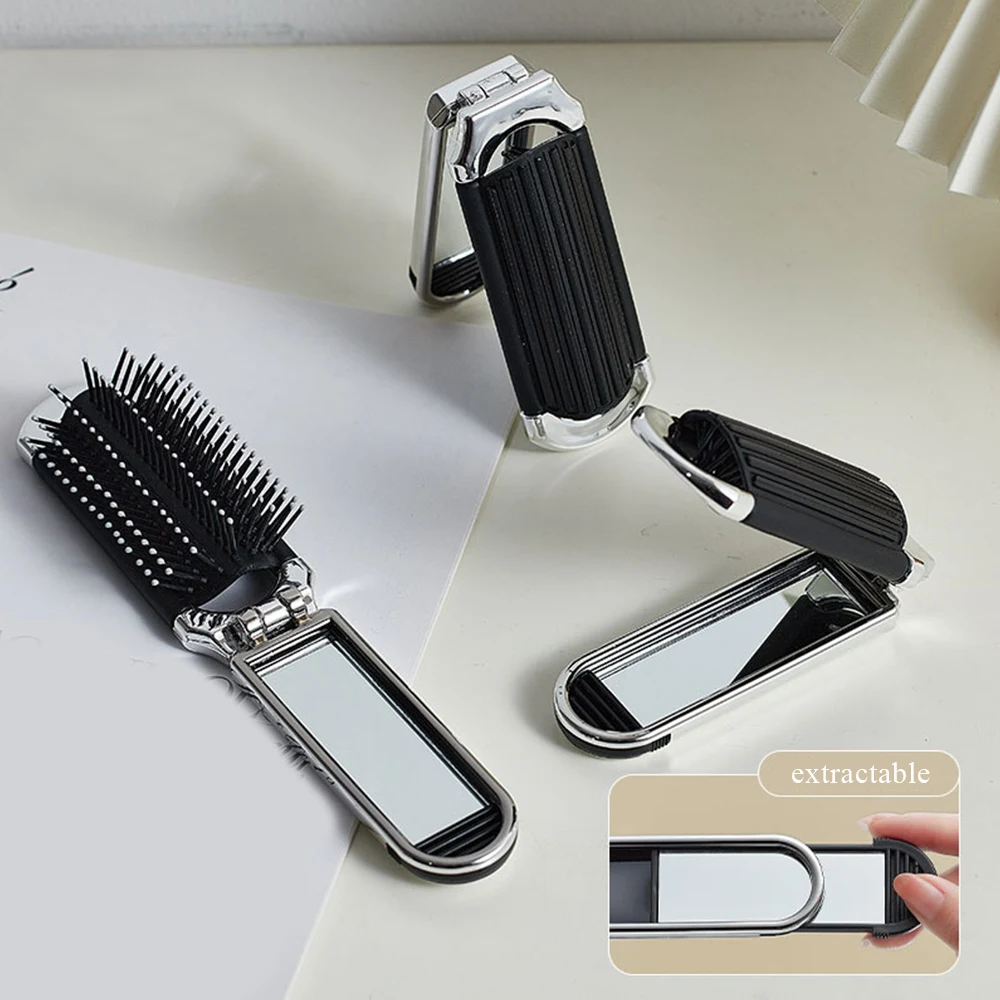 Mini Hair Brush Folding Massage Comb Head Massage Anti-Static Hair Combs With Mirror Portable Air Cushion Scalp Massage Comb Hot