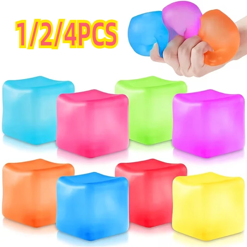 Juguete de ventilación de descompresión cuadrado de cubo de hielo de Gel de alta densidad, pelota antiestrés blanda, juguetes para apretar, juguete sensorial para aliviar el estrés