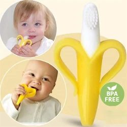 Baby Silicone Training Toothbrush BPA Free Banana Shape Safe Toddle Teether Baby Silicone Training Toothbrush Baby Chewing