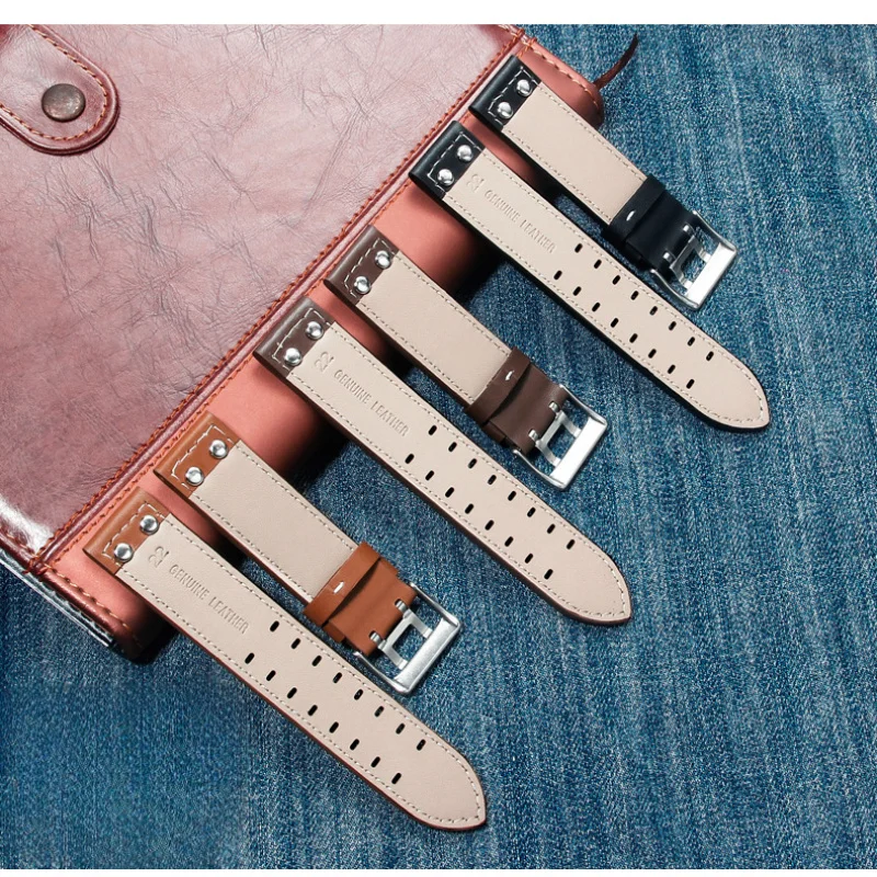 20 22 مللي متر حزام ساعة من الجلد الطبيعي لهاميلتون كاكي مجال الطيران البحرية H70595593 H77616533 حزام الساعات الرجال معصمه هدفين