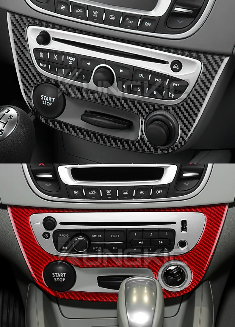Echter, weicher Carbonfaser-Aufkleber für Renault Fluence Megane RS 2009 2010 2011 2012 2013 2014 2015 LHD RHD Auto-Mittelkonsole – Detail 11