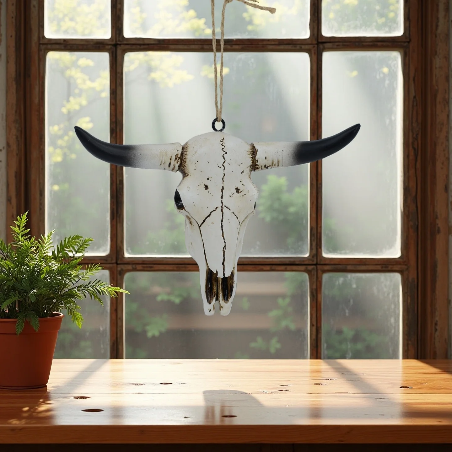 Harnisch-Bullenschädel-Ornament, Retro-Tierstatue, Anhänger, Halloween-Weihnachtsdekoration, Wanddekoration für Zuhause, Büro, Bar, Zubehör – Detail 4