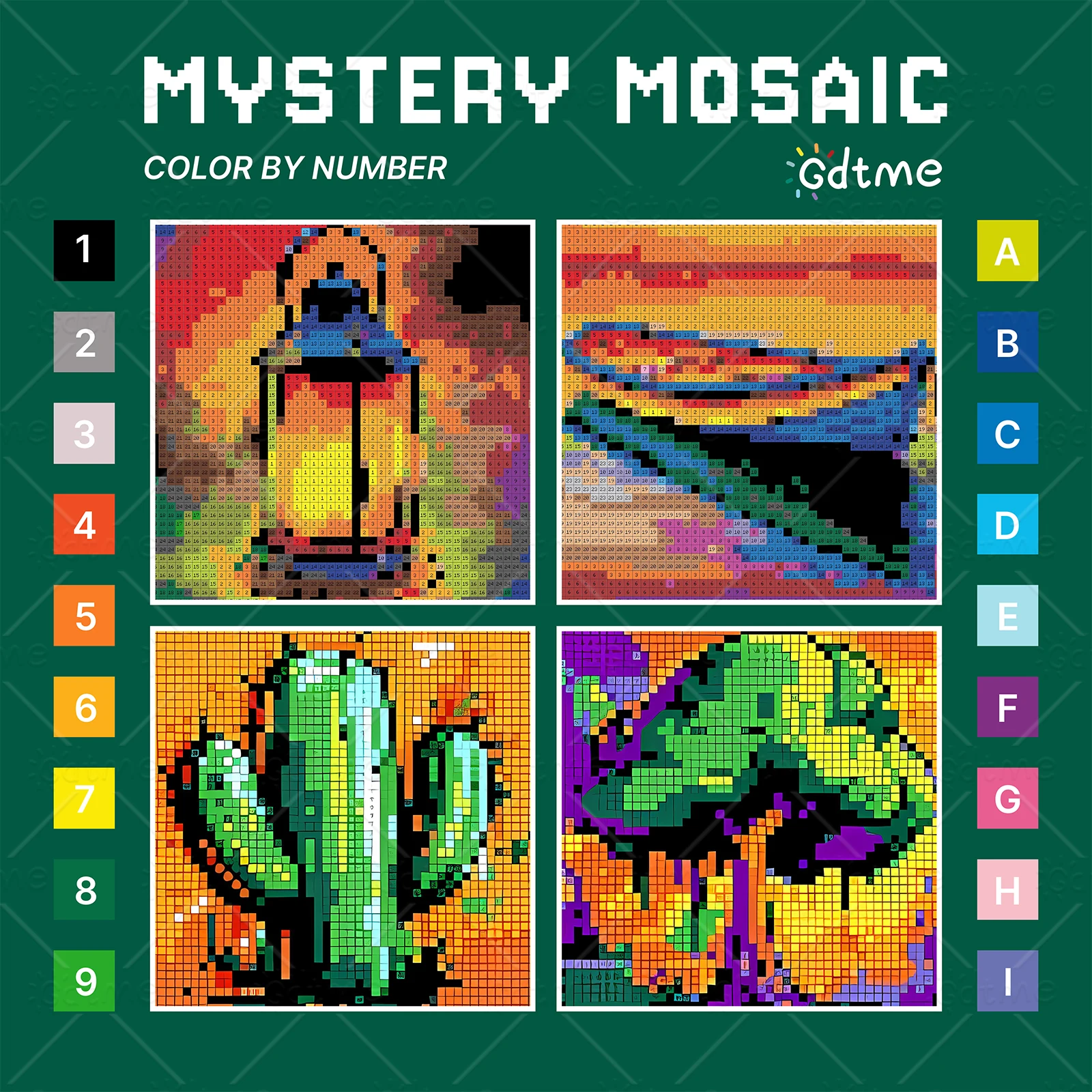 MYSTERY MOSAIC COLOR BY NUMBER Adult Coloring Book DIY Painting Drawing Coloring By Num