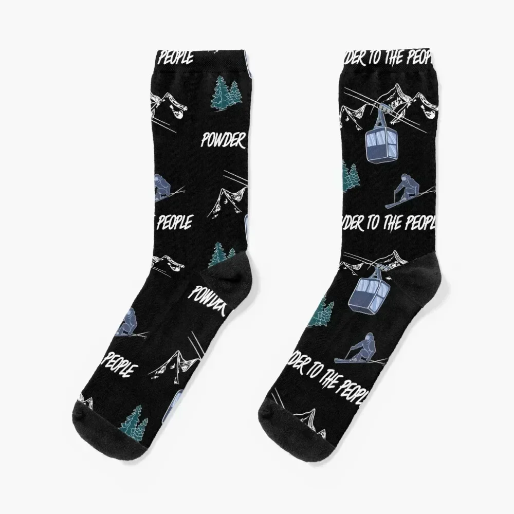 

Powder to the People Ski Lift Resort Winter Sports Socks short hiphop bright garter Designer Man Socks Women's