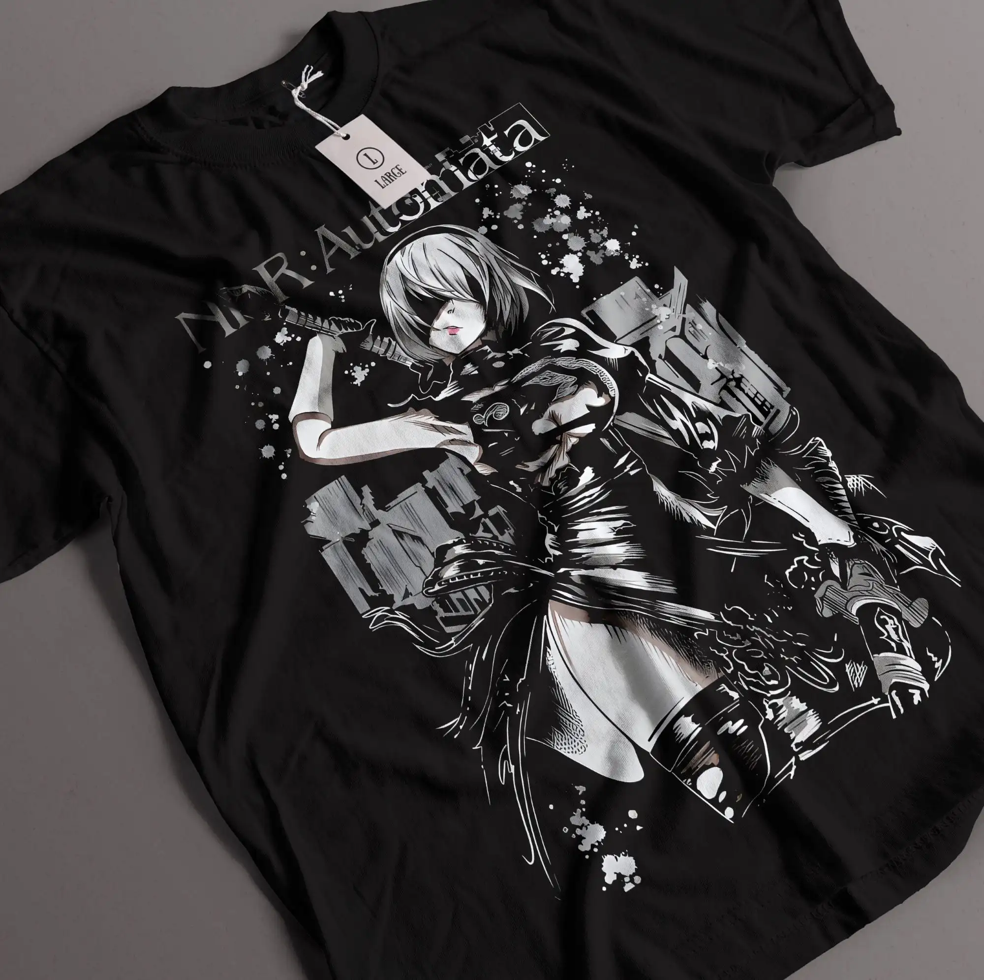 2B NieR Automata Game YoRHa No 2 Type B Graphic T-Shirt Cotton Men Women Streetwear Tee