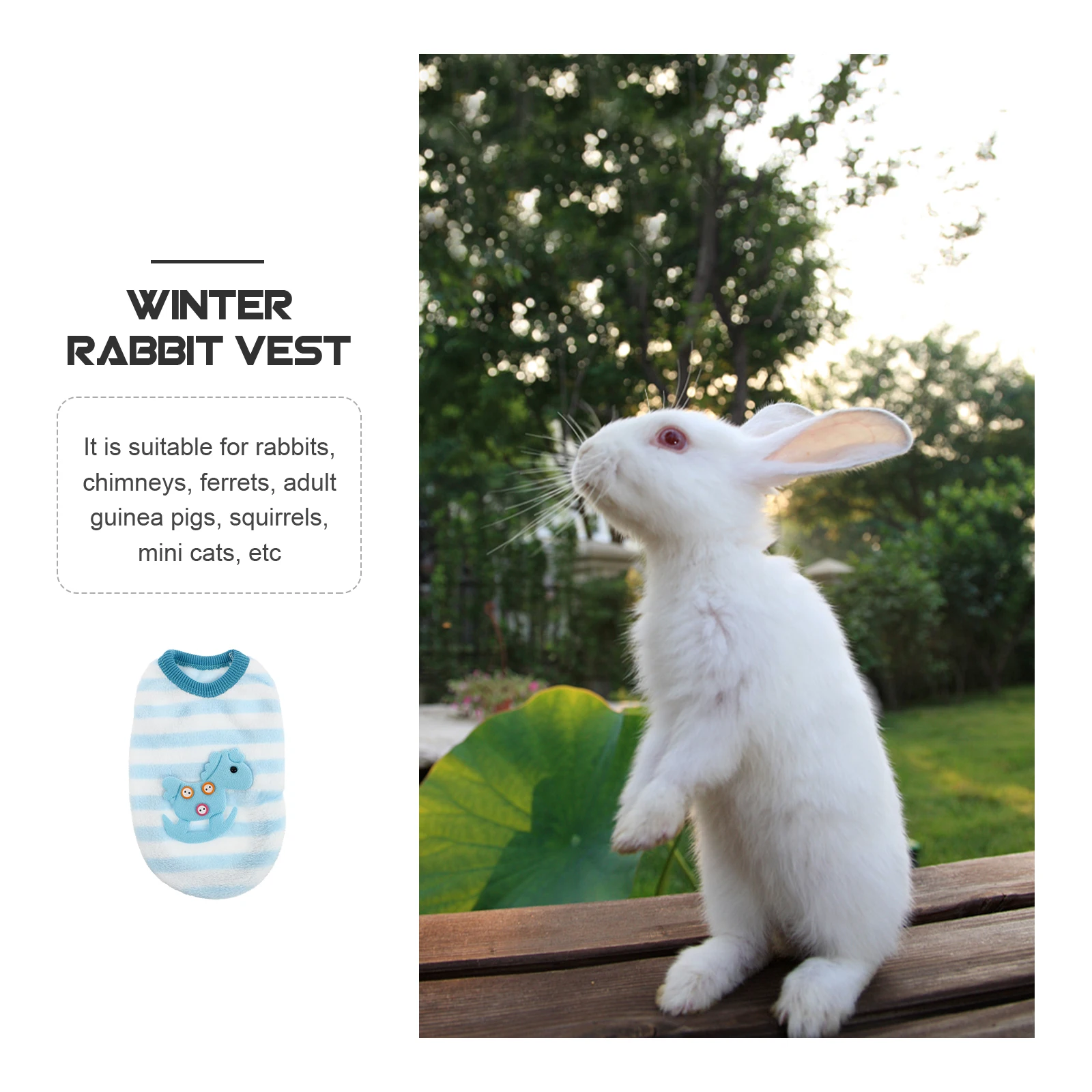 

Rabbit Vest Winter Warm Coral Fleece Lightweight Small Pet Clothing Bunny Harness Rabbit Outfit Guinea Pig Clothes