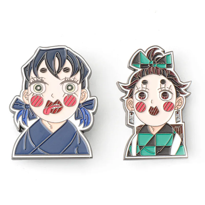 

Эмалированная брошь в стиле аниме «Убийца демонов» Hashibira Inosuke, булавка для рюкзака с лацканами, аксессуары для косплея, ювелирные изделия, подарок, мужская брошь