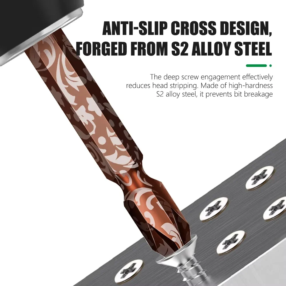 1 PC PH2 Screwdriver Bit Magnetic 1/4'' Hex Shank Cross Screwdriver Bit Non Slip Wear-Resistant and Rust Resistant