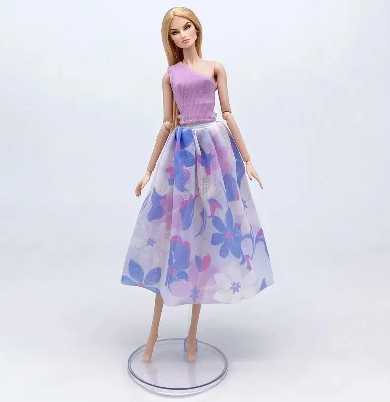 Purple 1/6 Doll Clothes For Barbie Dress For Barbie Outfits Set Shirt & Skirt Evening Dresses Gown 11.5