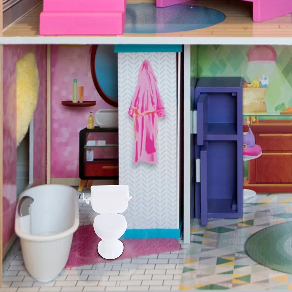 

2Pcs Mini Bathroom Furniture White Miniature Adornment Decorative Micro House Play Accessories Micro Landscape Kit Children