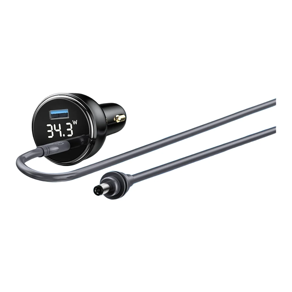 Dual Port Car Adapter for Type C To DC Cable Black 300cm for Type C Cable Efficient Power Distribution Harsh Weather for proof