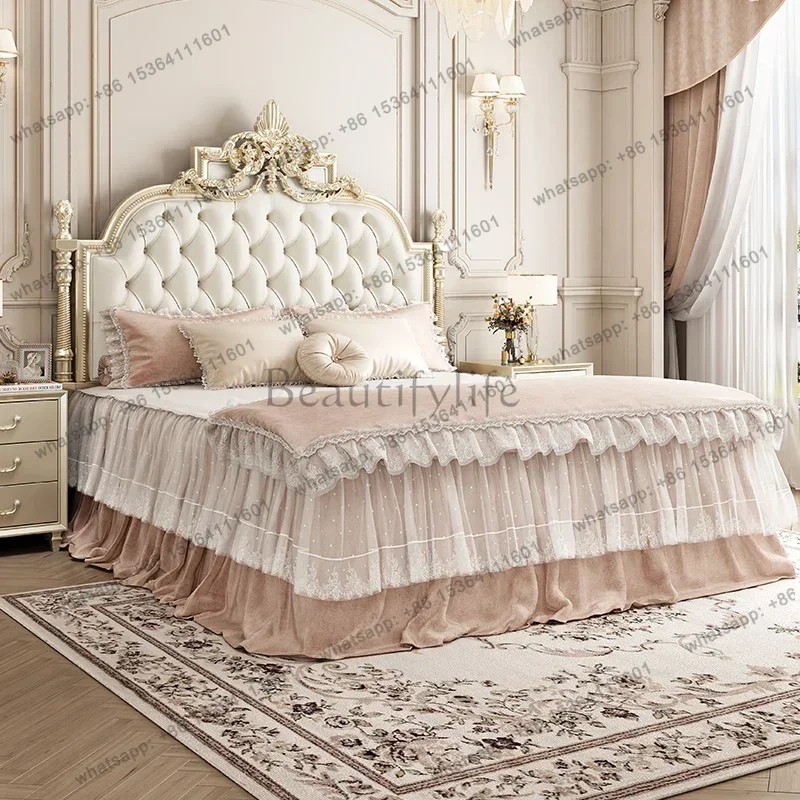 LJY Postmodern Luxury Nordic Bed Queen Design Whitr King Size Bed Frame Luxury Castle Modern Letto Matrimoniale Trendy Furniture