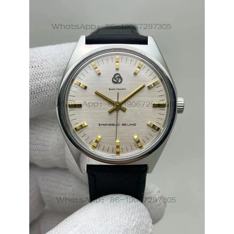 Vintage 35mm Dial, Leather Strap, Manual Mechanical Watch
