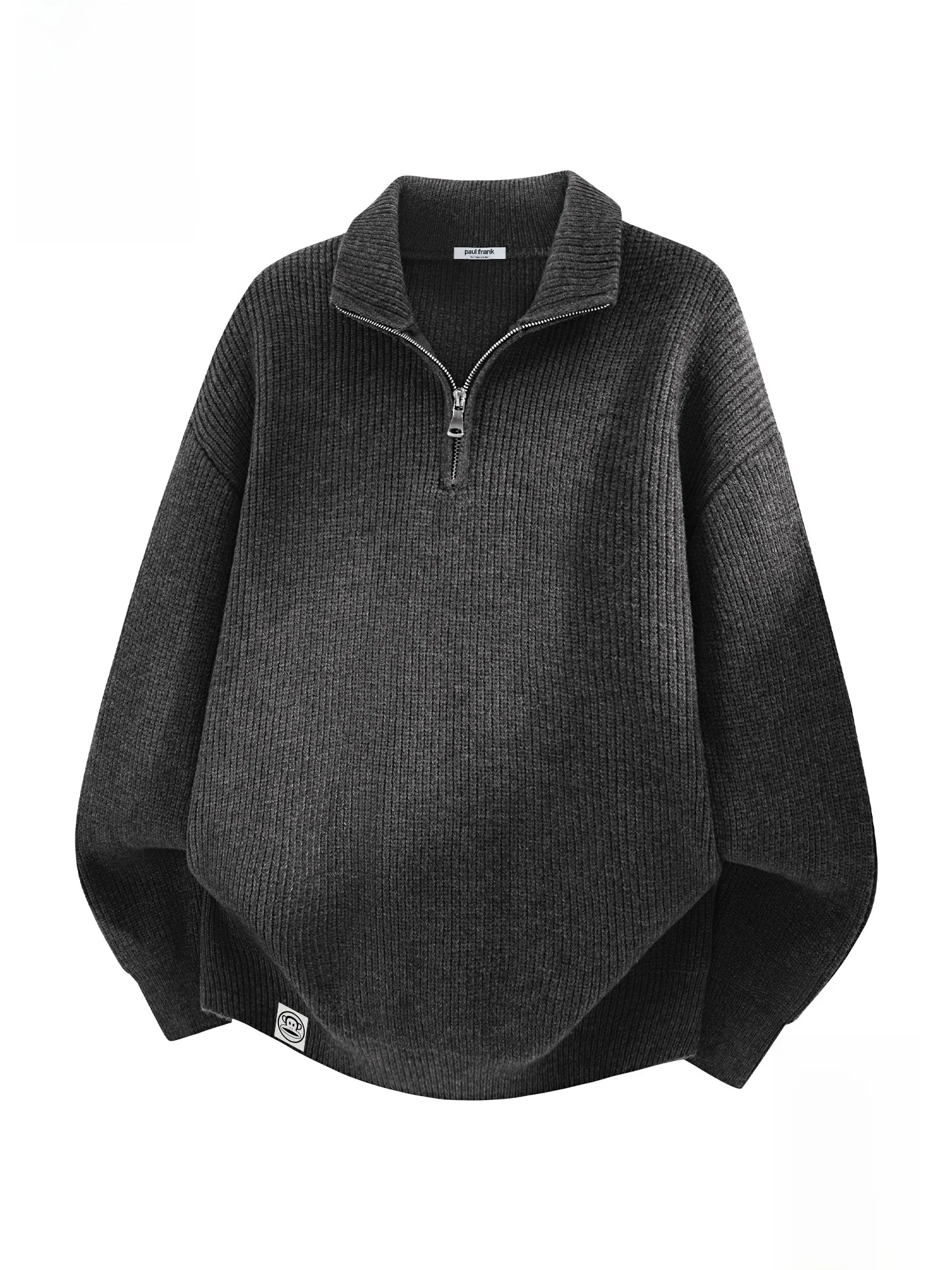 

Men's Loose Fit Knitted f Zip Sweater Autumn Winter Warm Soft Polyester Blend Long Sve Cleanfit Sle Durable