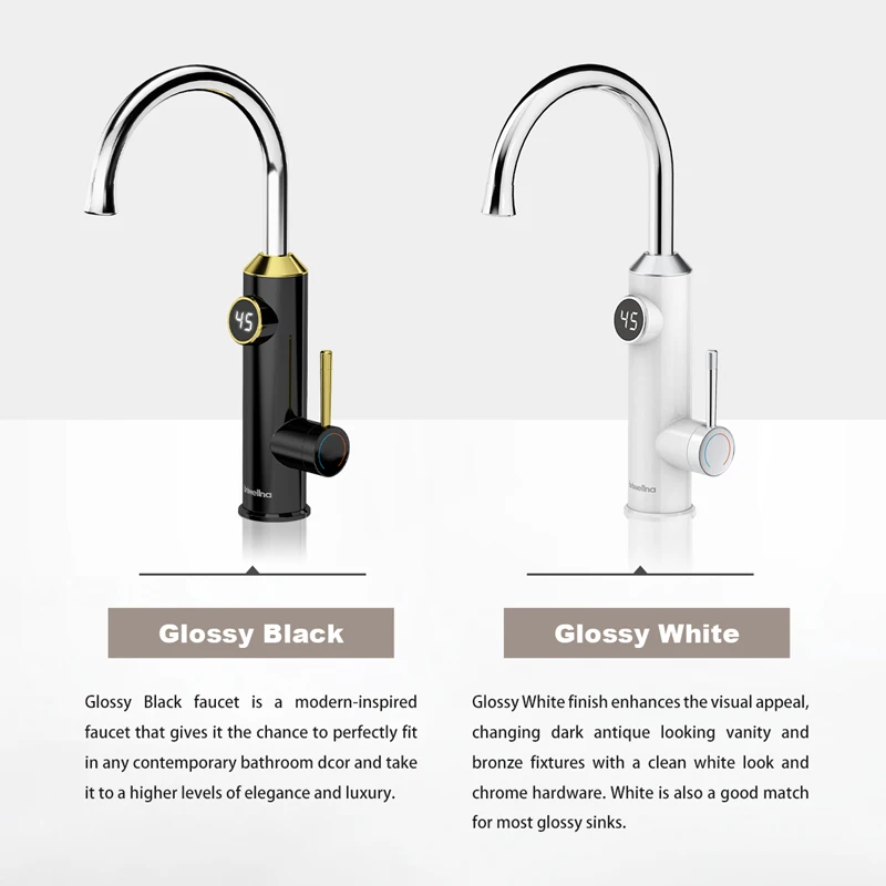 Briwellna Electric Water Heater Kitchen Faucet 2 in 1 Tankless Water HeatingWith Digital Diplay 220V Heater Tap Electric Geyser image 2