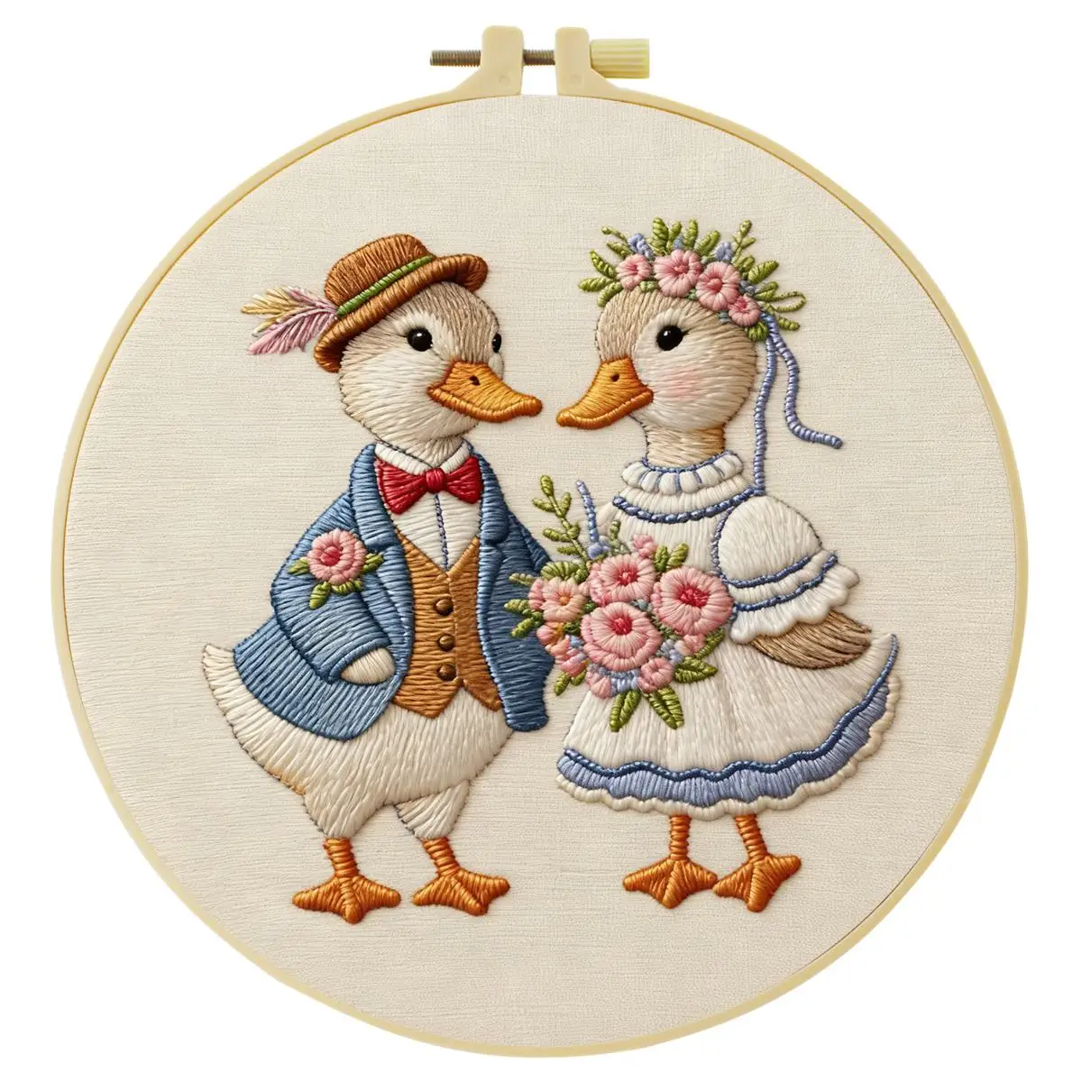 1 Stück 20X20CM/15X15CM 7,87/6,3 Zoll Tier - Ente Stickerei Starter-Kit DIY-Kit DIY-Stickerei-Set Handarbeiten Nähkunst – Detail 3