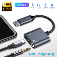 2-in-1 USB C to AUX Cable Adapter USB Type C to 3.5mm PD60W Fast Charging 32Bit/384KHz DAC Audio Aux Headphone Converter