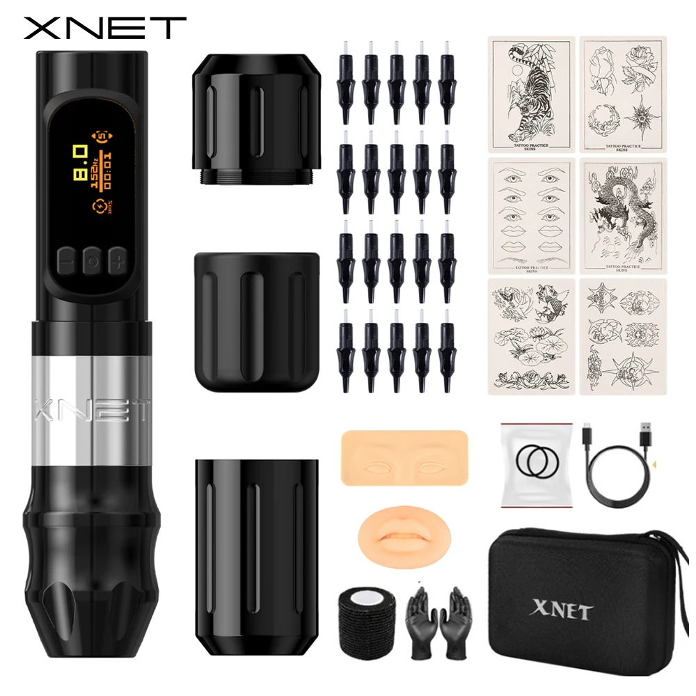 

XNET Sage Pro Wireless Tattoo Machine 3D Eyebrow Practice Skin Brushles Motor 1300 Battery Tattoo Beginner Set For Tattooartist
