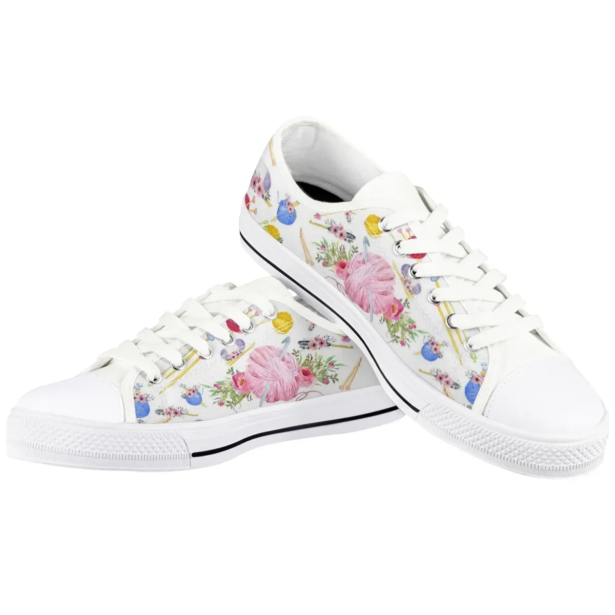 Shoes Women Canvas Cute Bees Floral Lace Up Casual Woman Flats White Candy Color Breathable Sneakers