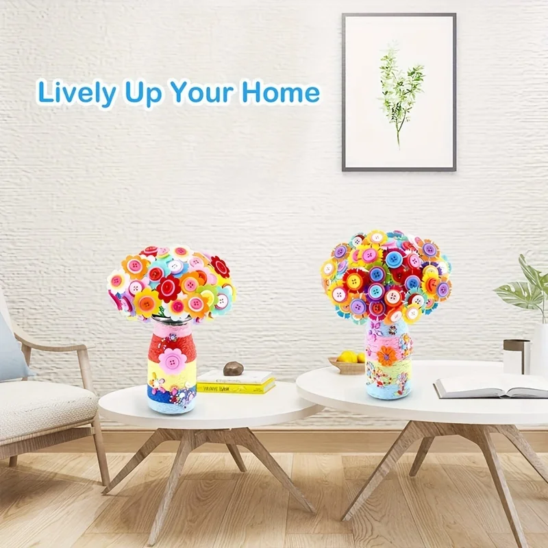 4 Sets Mother's Day DIY Bouquet: Create a Handmade Flower Arrangement with 2pcs Material Pack (18cm/7.09 Inches)