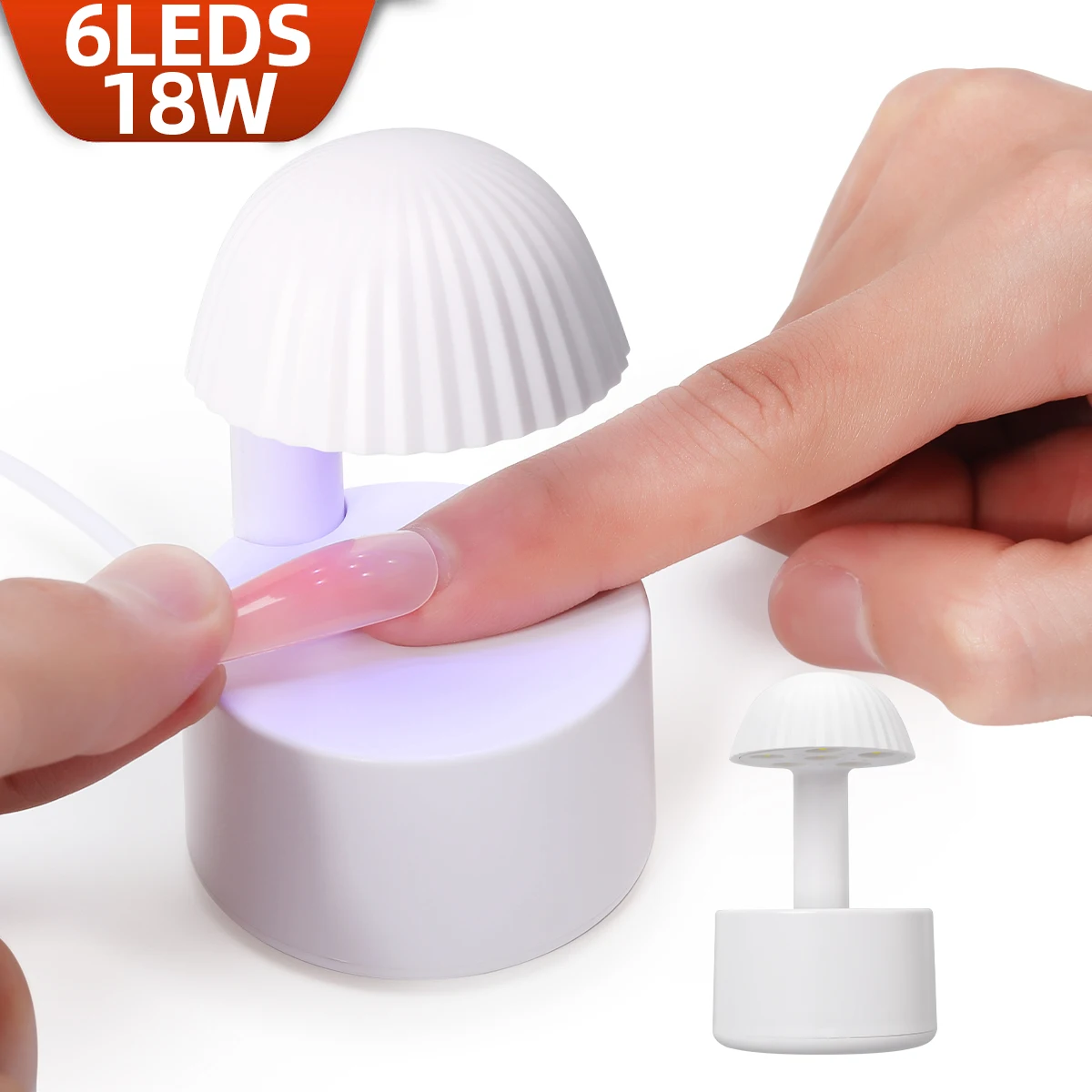 Mini luz UV portátil para uñas, lámpara de secado de uñas de un solo dedo con Cable USB, 6LED, 18W, Gel de curado rápido