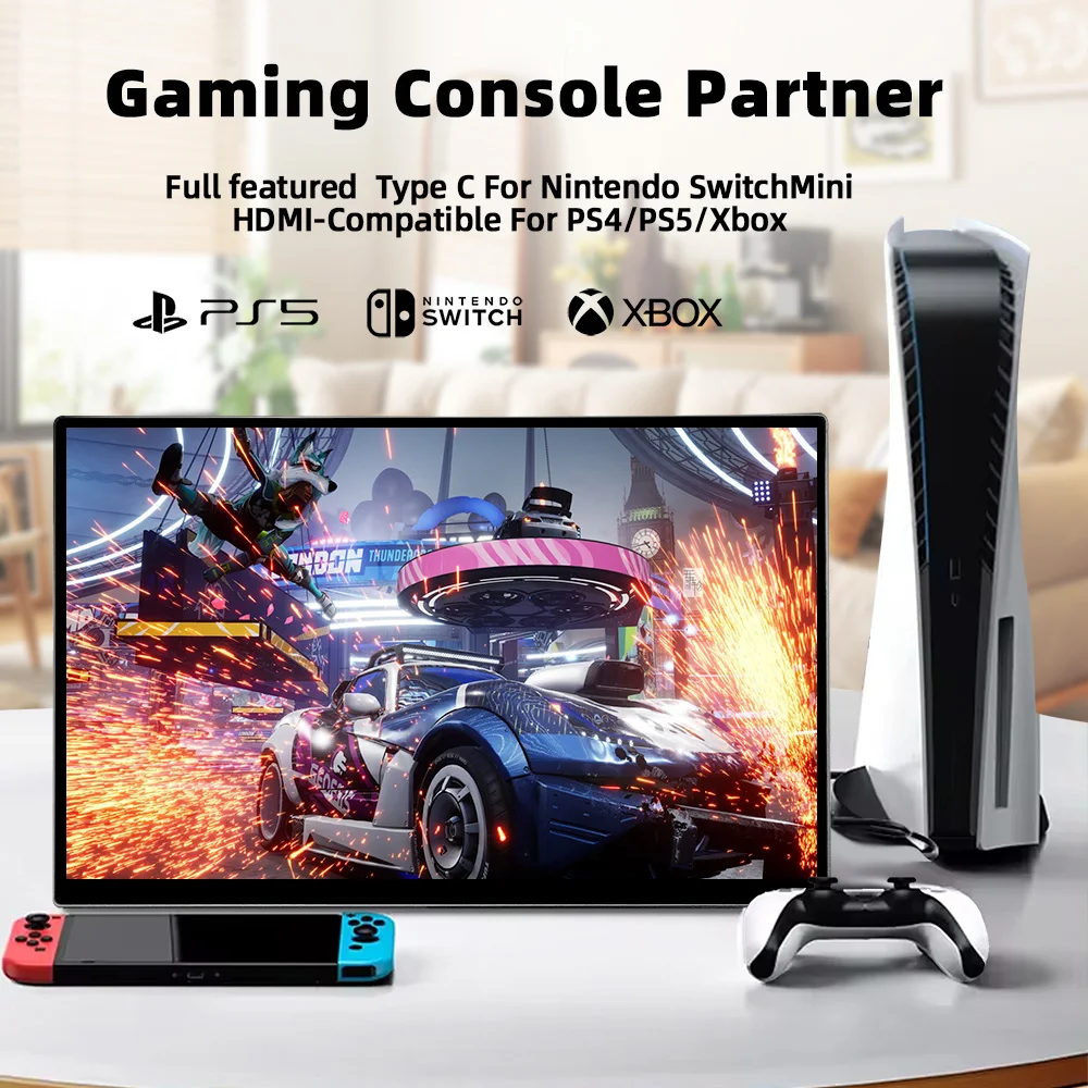 Imagem -02 - Lesown-monitor Portátil 1080p Wide Screen 18.5 Touch Hdmi Usb c 120hz pc Laptop Display de Jogos Adicionais para pc Ps4 Switch