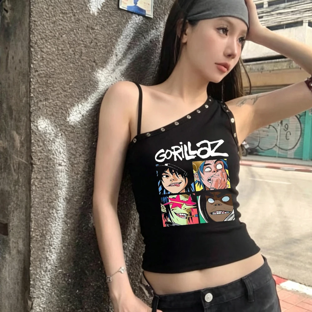 Gorillaz cropped top teen cute goth summer t shirt gyaru cheap y2k grunge