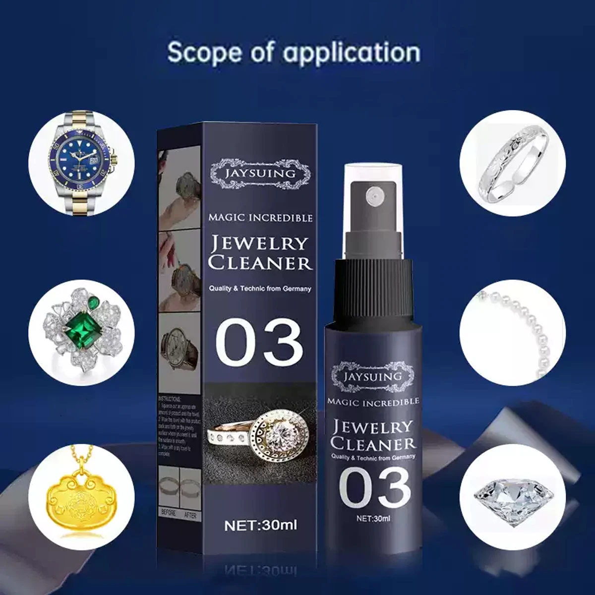 Watch Jewelry Cleaning Solution Tarnish Remover Stain-free Watch Smooth Diamonds Gold Jewelry Clean Liquid Polishing Spray Kits