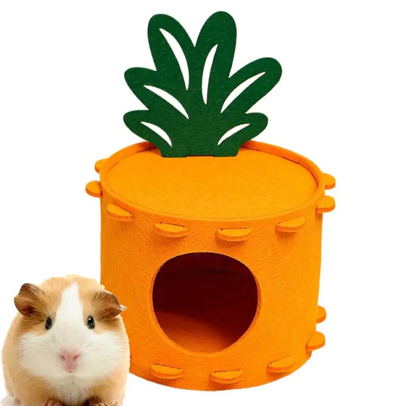 Cama pequena de hamster, abacaxi macio, casa de hamster, túnel fofo, ninho de dormir, acessórios de hamster para chinchila e