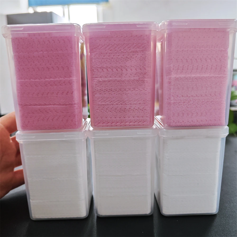 200 قطعة أبيض/وردي غير المنسوجة خالية من الوبر مناديل الأظافر 5 سنتيمتر إزالة تنظيف الوسادة سهلة لإزالة طلاء الأظافر مانيكير مسمار نظيفة الوسادة #1