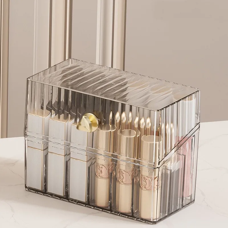 Lipstick Organizer Box Makeup Brushes Holder Dustproof Cosmetic Skincare Eyeshadow Palette Home Desktop Storage Case