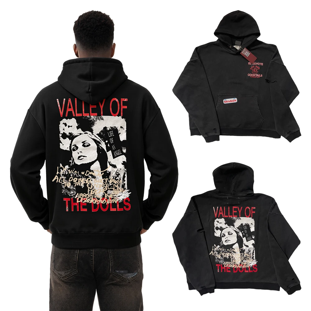Y2k American Streetwear Vintage Street Art Graphic Hoodies Hiphop Street Style Heavy Weight Cotton Casual Pullover Hoodies Men's