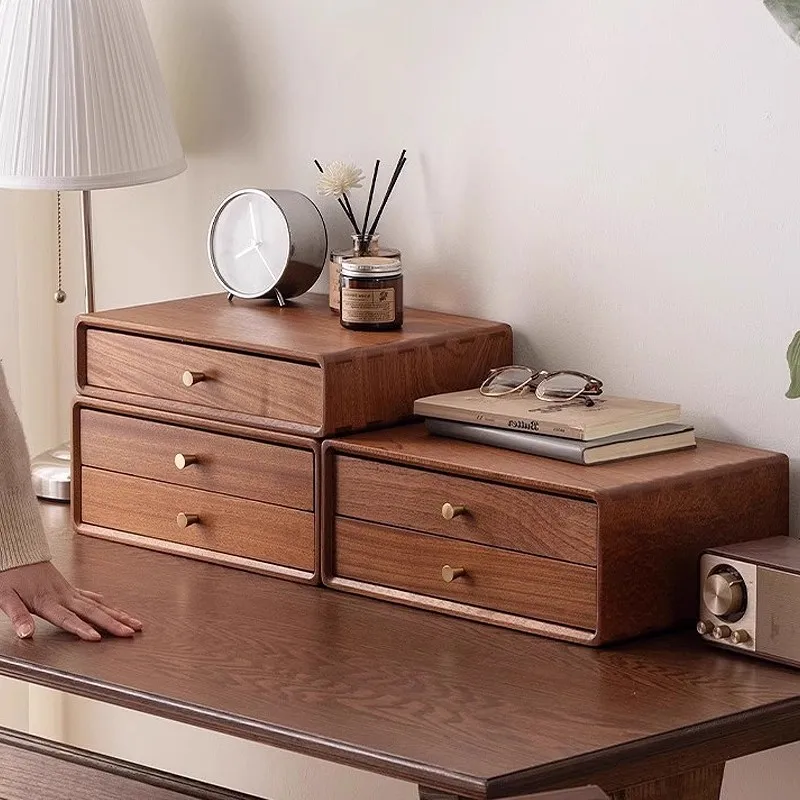 

Solid wood tabletop drawer organizer multi-layer storage box bedroom dressing jewelry box living room teacup tea set