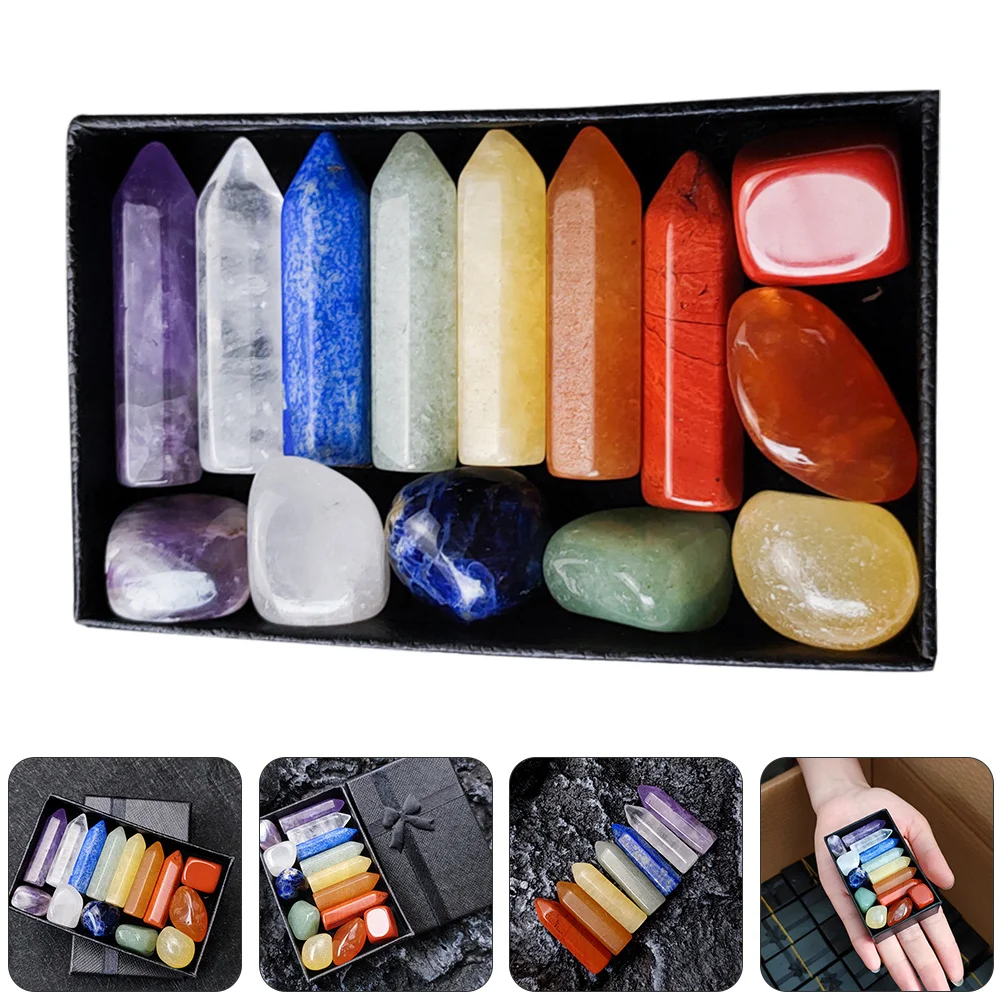 

14Pcs Hexagonal Natural Healing Stones Chakra Crystals Meditation Crystal Stones Colorful Irregular Stone